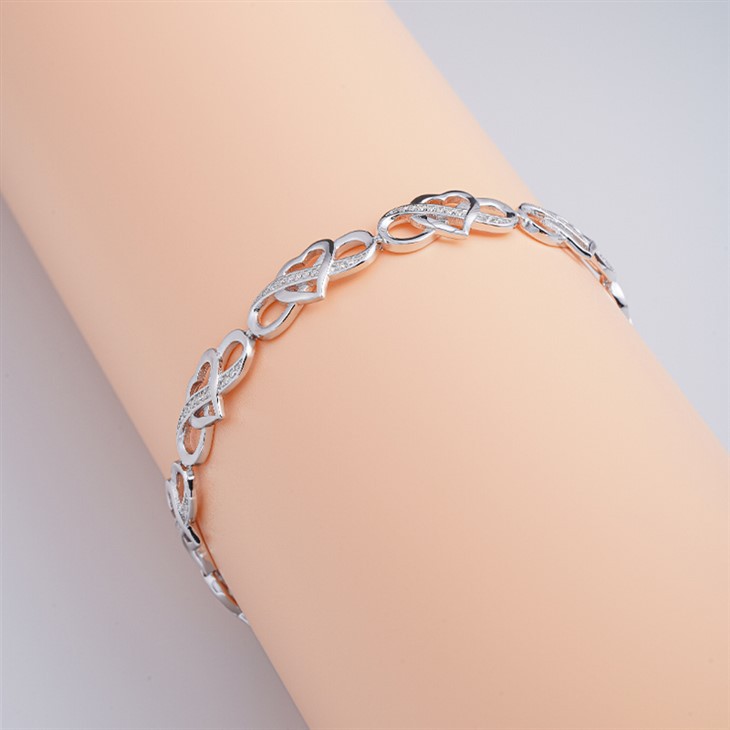 925 Silver Infinity Symbol Diamond Bracelet suppliers