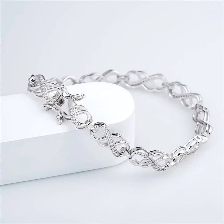 925 Silver Intertwined Double Infinity Elegant Twisted Loop Eternal Love Wrist Symbol Cubic Link Bracelet best