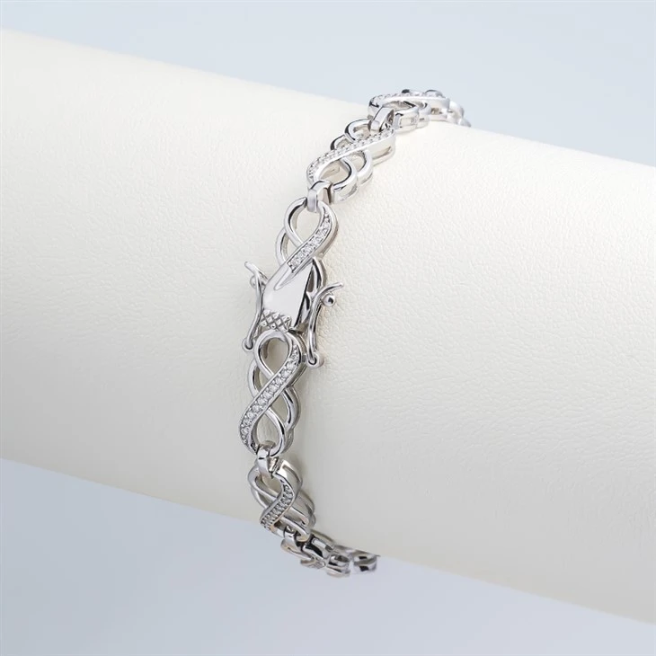 925 Silver Intertwined Double Infinity Elegant Twisted Loop Eternal Love Wrist Symbol Cubic Link Bracelet suppliers