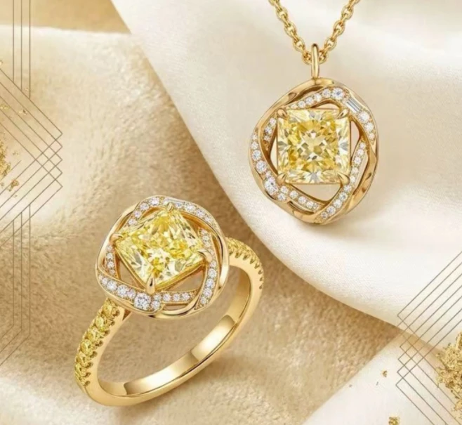 925 Silver Jewelry Set Yellow Stone Wedding Gala Fine Jewelry best