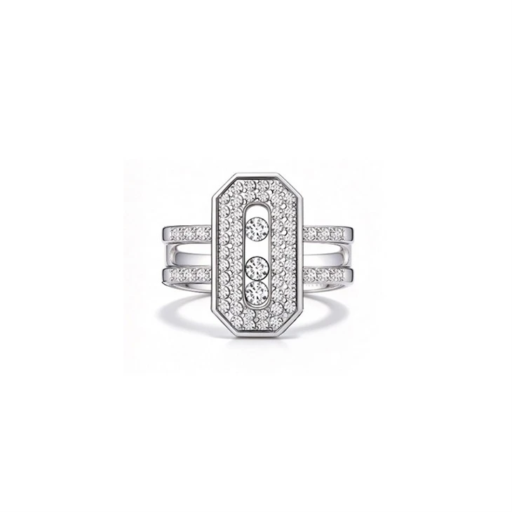 925 Silver Kinetic Sliding Gem Geometric Jewelry Set Enamel Ring Movable Track Stones Wholesale Jewelry Set high quality