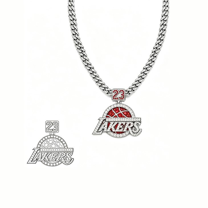 925 Silver Lakers 23 Pendant Cuban Link Necklace & Ring suppliers