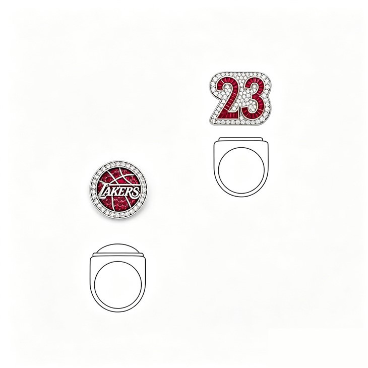925 Silver Lakers 23 Pendant Cuban Link Necklace & Ring factory