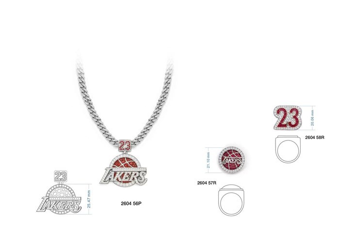 925 Silver Lakers 23 Pendant Cuban Link Necklace & Ring best