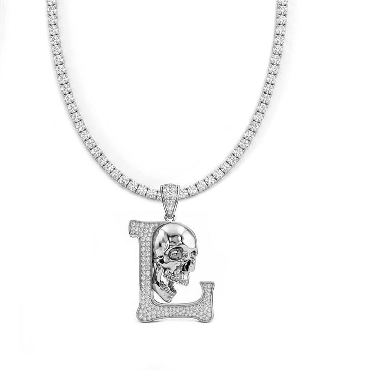 925 Silver Letter N&L Skull Pendant Set factory