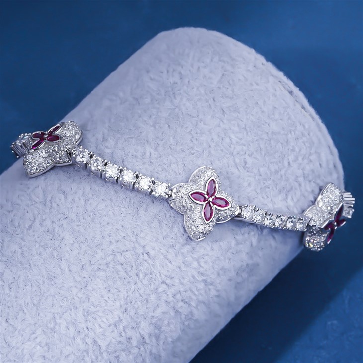 925 Silver Lucky Clover Tennis Link Bracelet best