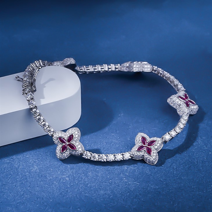 925 Silver Lucky Clover Tennis Link Bracelet high quality