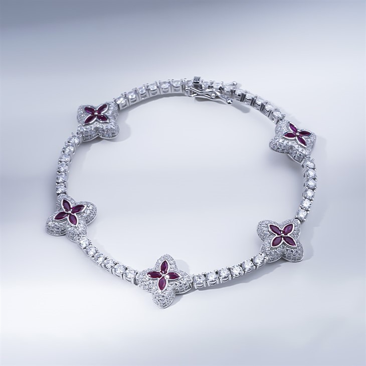 925 Silver Lucky Clover Tennis Link Bracelet suppliers