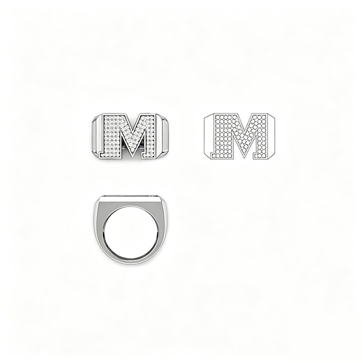 925 Silver M Letter&Praying Hand Signet Ring Set suppliers