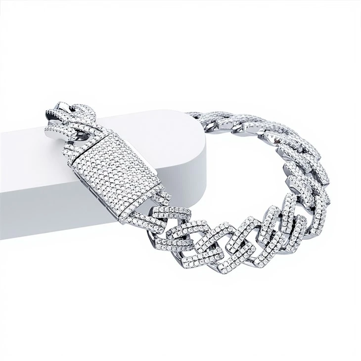 925 Silver Miami Cuban Link Box Clasp Hip Hop Unisex Bracelet best