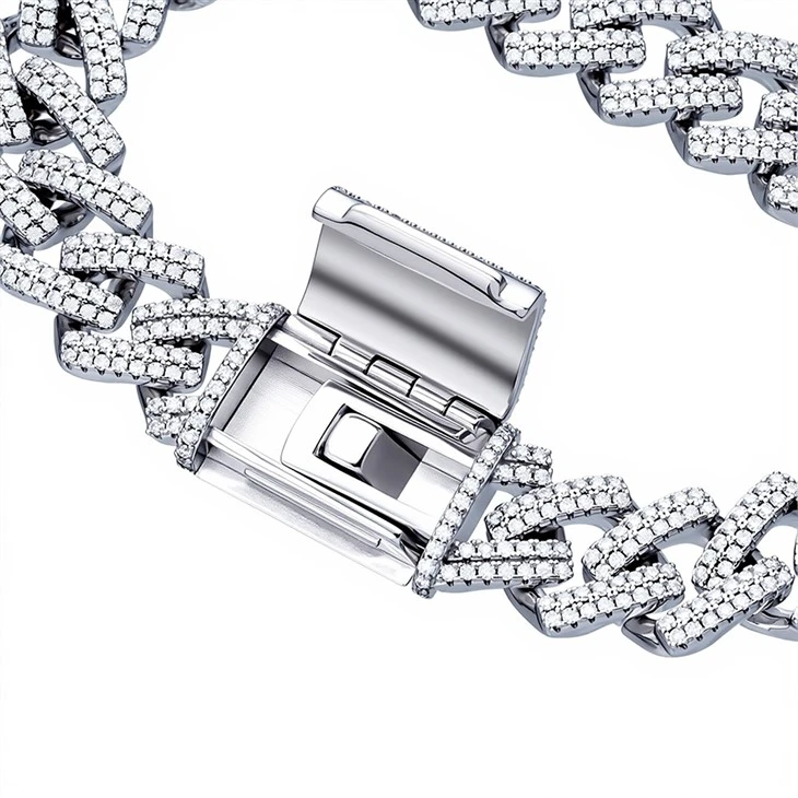 925 Silver Miami Cuban Link Box Clasp Hip Hop Unisex Bracelet factory