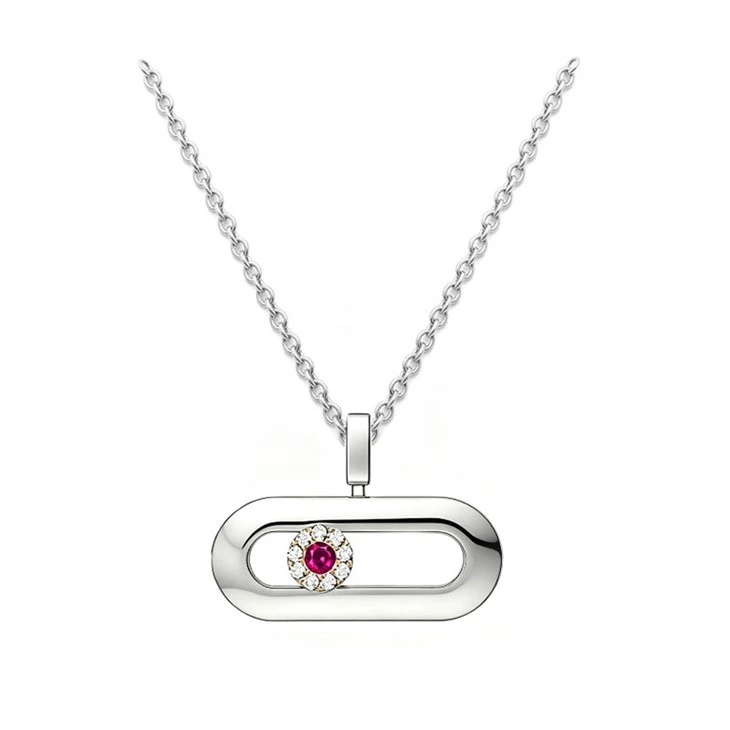 925 Silver Modern Sliding Oval Enamel CZ Jewelry Set Paperclip Jewelry best