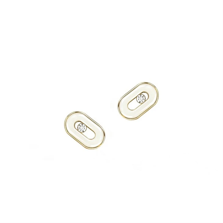 925 Silver Modern Sliding Oval Enamel CZ Jewelry Set Paperclip Jewelry suppliers