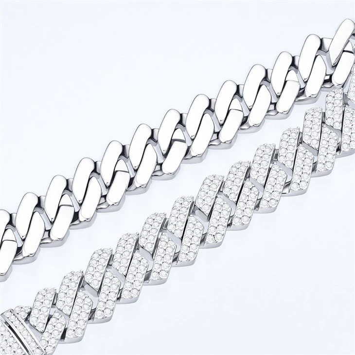 925 Silver Moissanite Miami Cuban Link Iced Out Hip Hop Unisex Statement Jewelry Gift factory