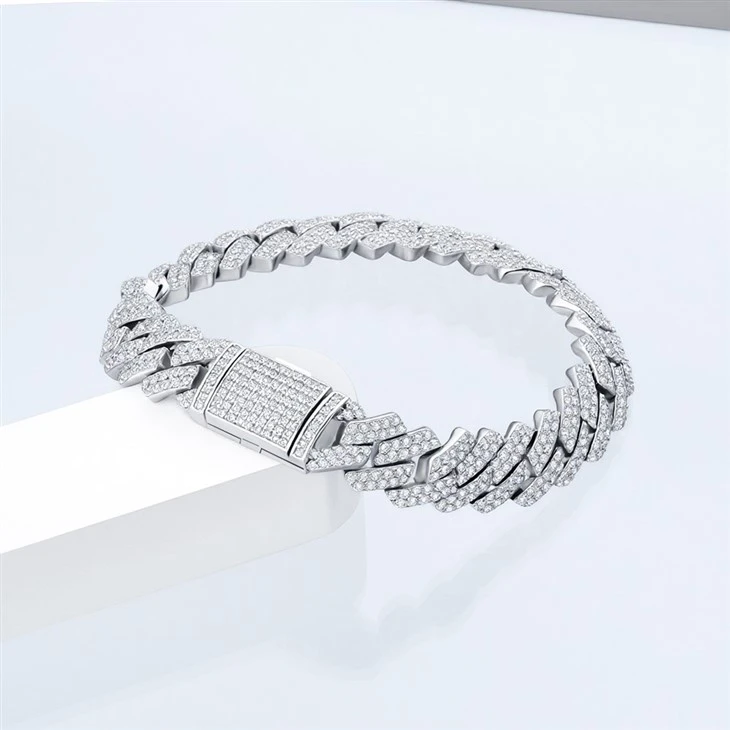 925 Silver Moissanite Miami Cuban Link Iced Out Hip Hop Unisex Statement Jewelry Gift best