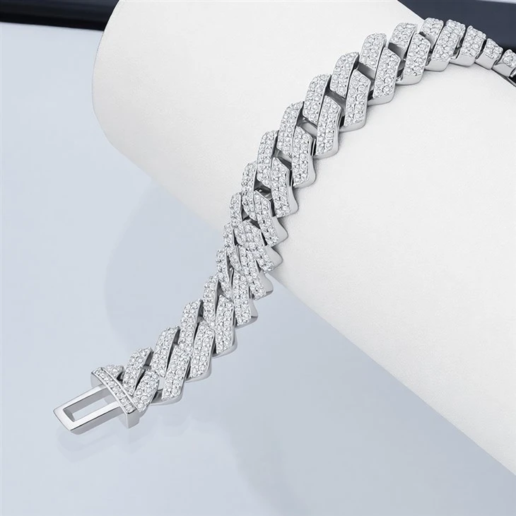 925 Silver Moissanite Miami Cuban Link Iced Out Hip Hop Unisex Statement Jewelry Gift suppliers