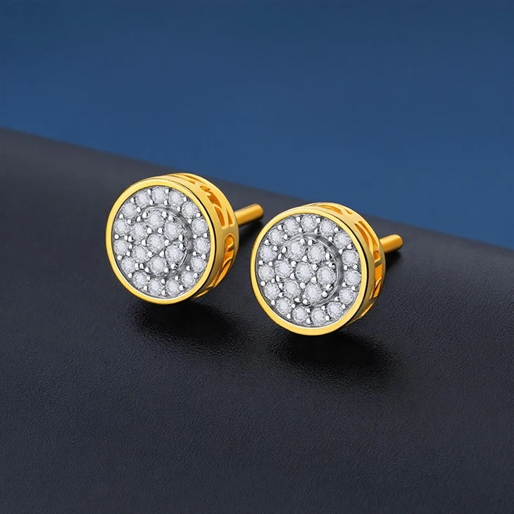 925 Silver Moissanite Stud Earrings For Men Women Hip Hop Jewelry price