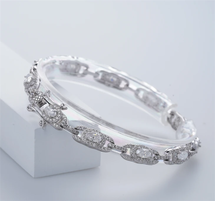 925 Silver Oval Bracelet Hollow Paperclip Link Bridal Wrist Jewelry factory