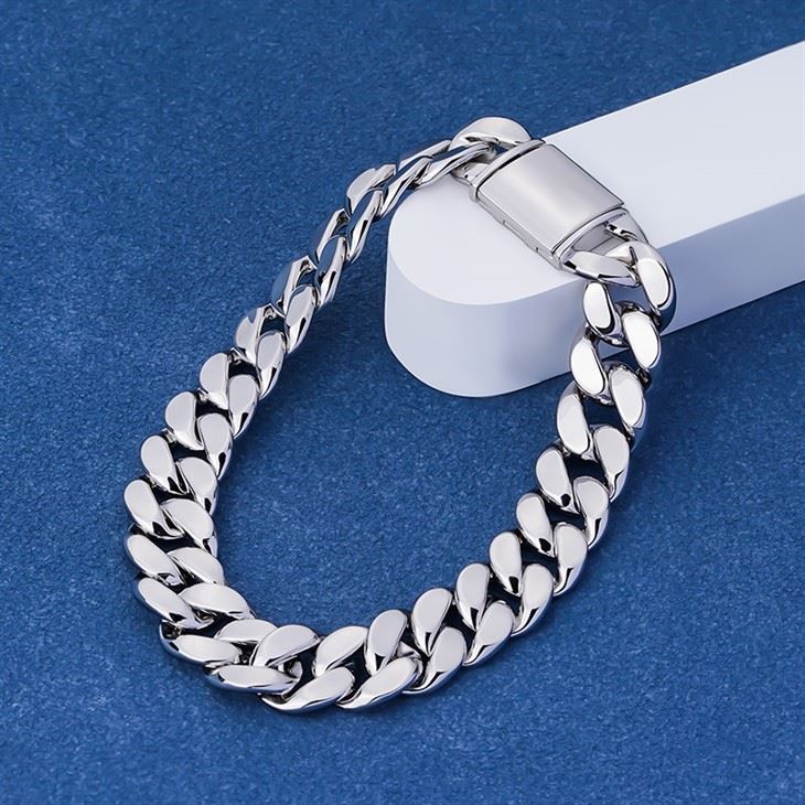 925 Silver Plain Cuban Chain Bracelet Hippop Jewelry For Men high quality