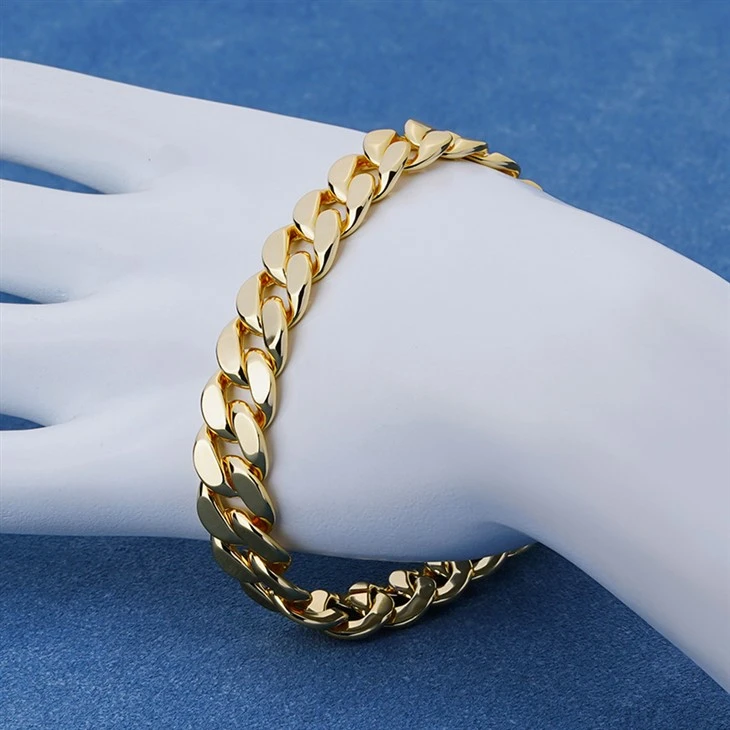 925 Silver Plain Cuban Chain Bracelet Hippop Jewelry For Men price