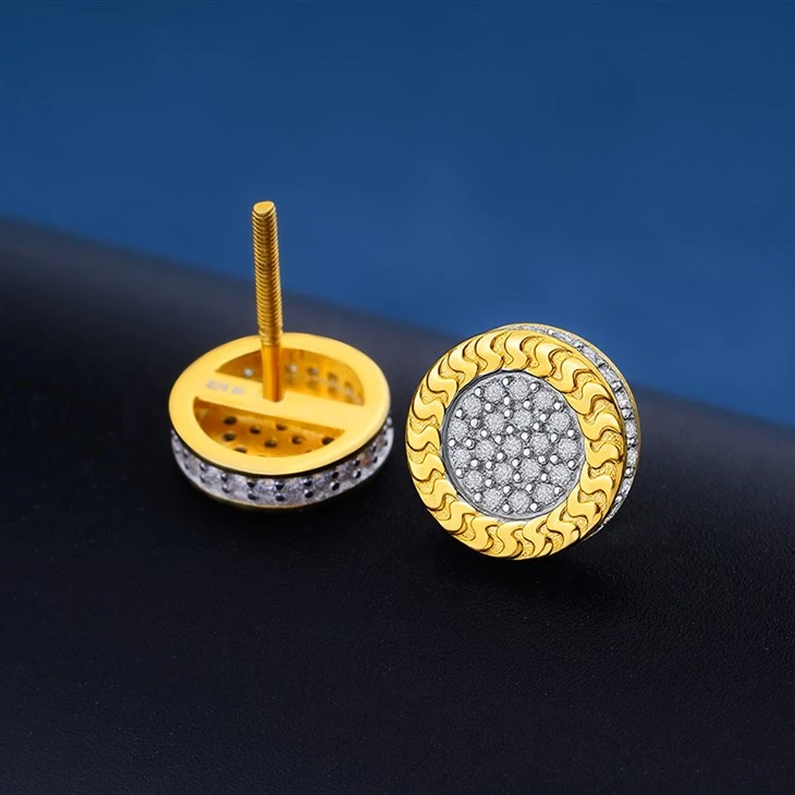925 Silver Round Stud Earrings Twisted Rope Edge Textured Sparkle Earring factory