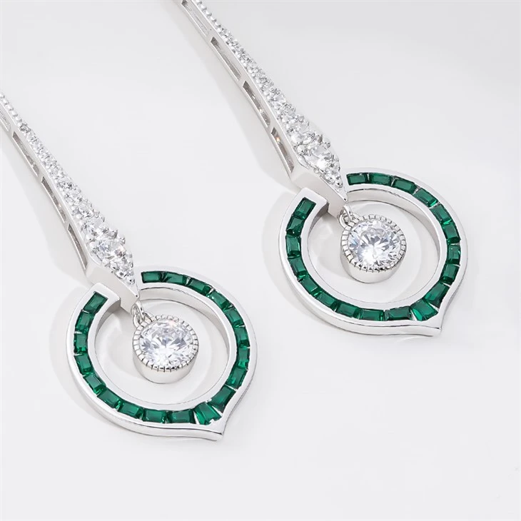 925 Silver Ruby Sapphire Long Drop Earrings Party Jewelry For Women high quality
