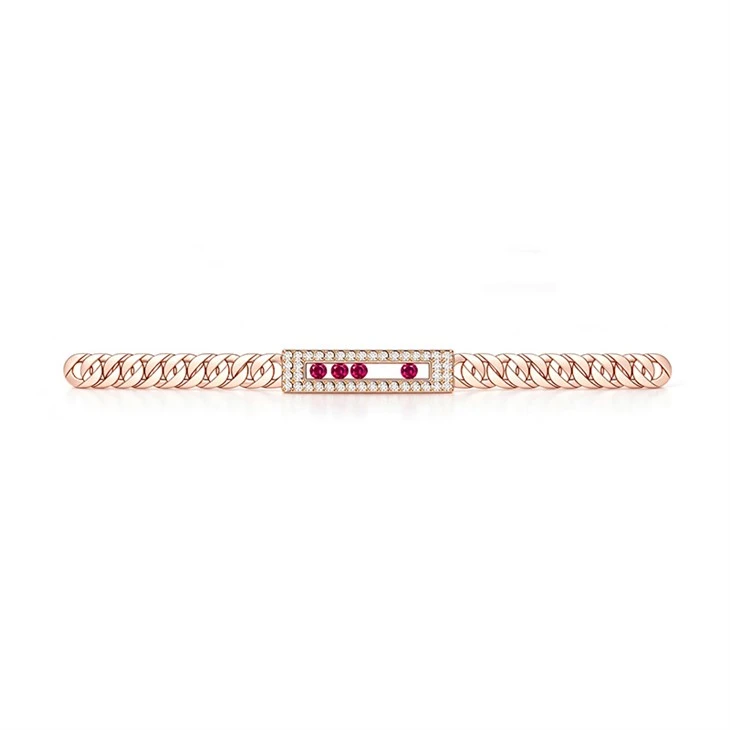 925 Silver Sliding Red CZ Jewelry Collection White Moissanite Modern Geometric Women Jewelry Set high quality