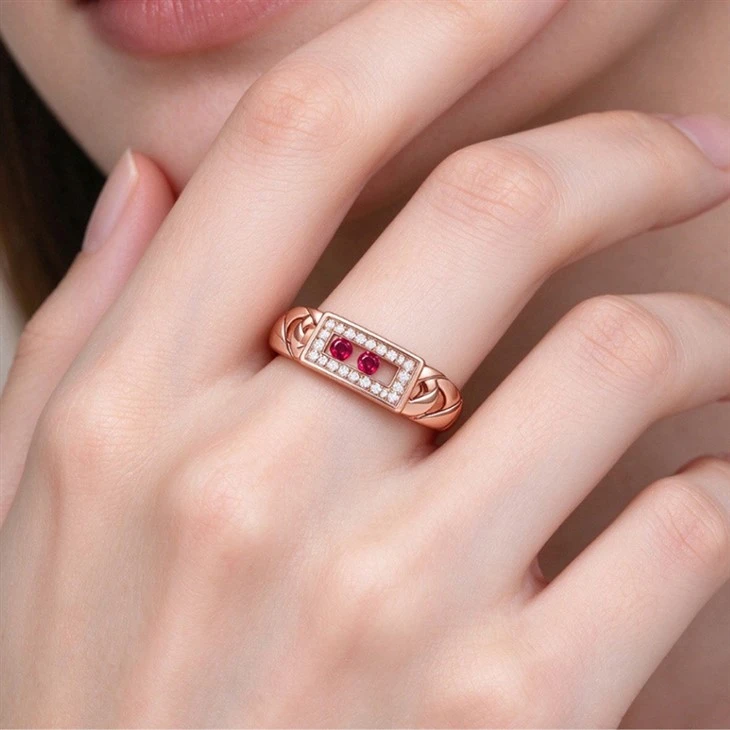925 Silver Sliding Red CZ Jewelry Collection White Moissanite Modern Geometric Women Jewelry Set suppliers