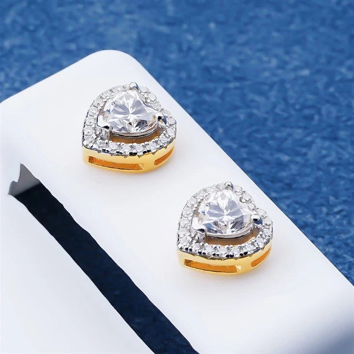 925 Silver Two-Tone Plated Heart Cut Stud Earrings Fine Jewelry suppliers