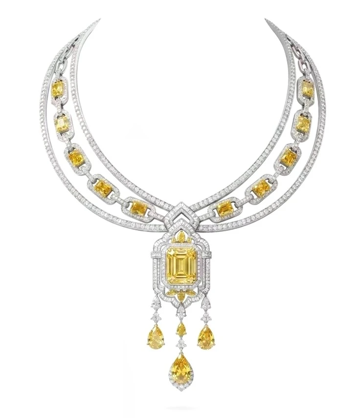 925 Silver Yellow CZ Jewelry Set Drop Earrings Gala Bridal Fine Jewelry Set high quality