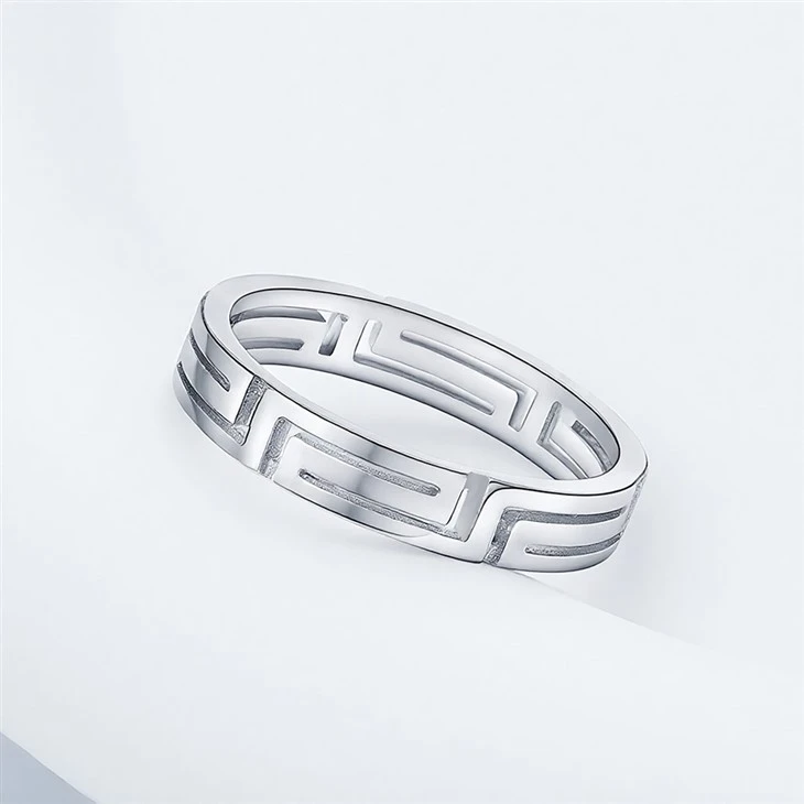 S925 Silver Hollow Maze Modern Minimalist Stackable Ring factory