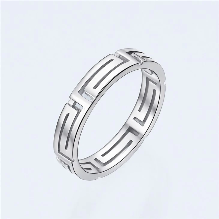 S925 Silver Hollow Maze Modern Minimalist Stackable Ring suppliers