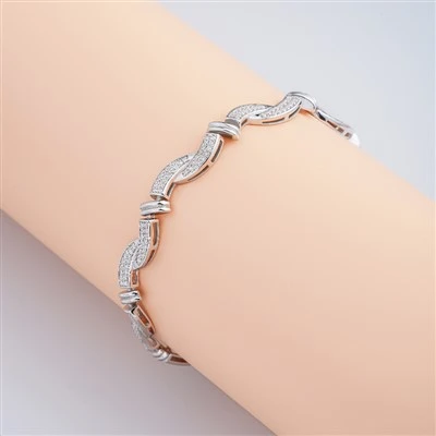 925 Silver Twisted Wave Link Bracelet Moissanite Chain Bracelet