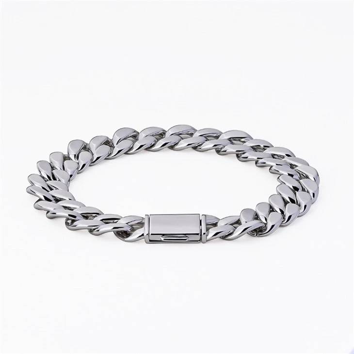 925 Silver Plain Cuban Chain Bracelet Hippop Jewelry For Men