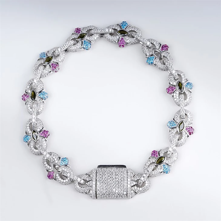 S925 Silver Color CZ Infinity Link Bracelet Marquise Cut Hippop Bracelet