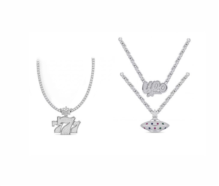 925 Silver Moissanite Luck 7& UFO Pendant Set