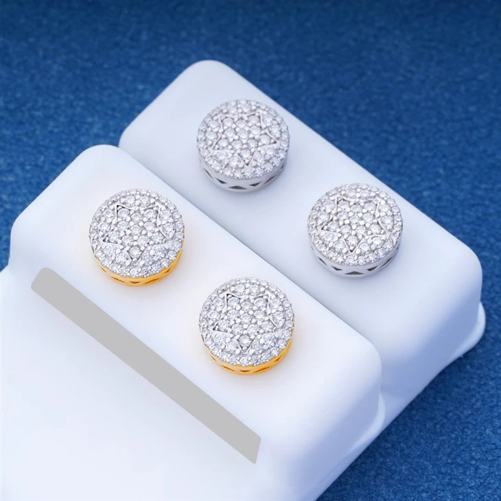 925 Silver Earrings Moissanite Round Bridal Earring Wholesale Jewelry