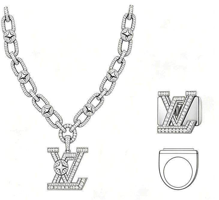 925 Silver Star Link Monogram Cuban Necklace