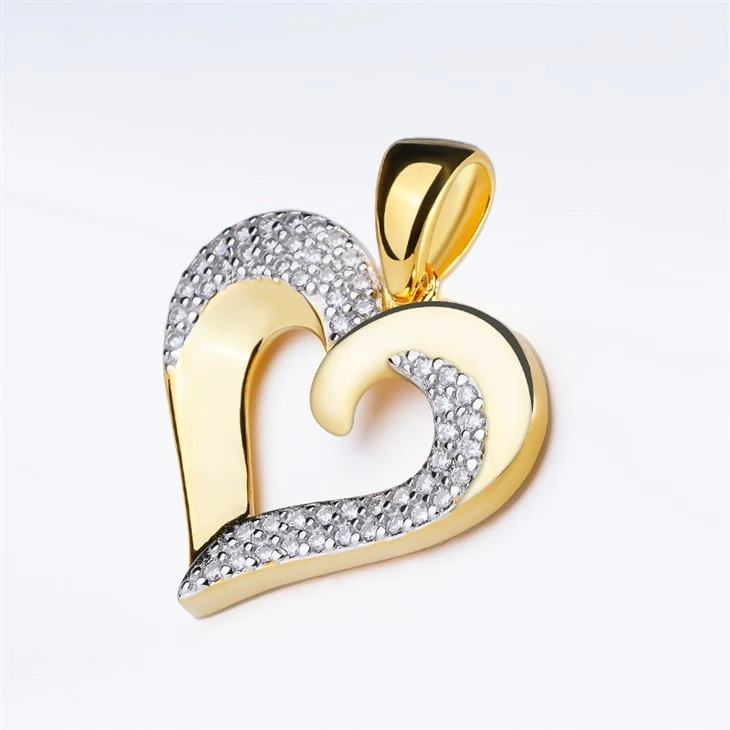925 Silver Factory Wholesale Two-Tone Plated Heart Pendant