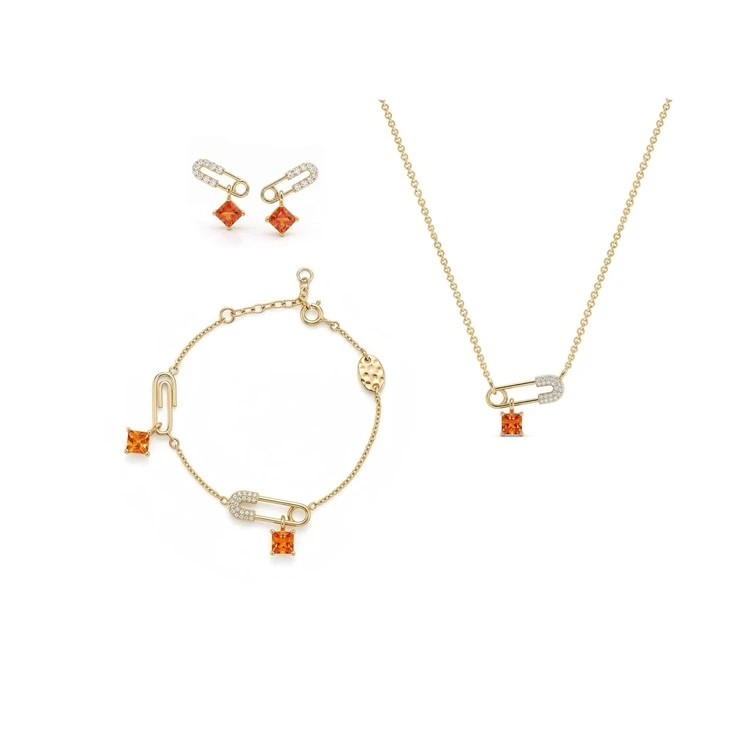 925 Silver Paperclip Jewelry Set Modern Trendy Women Statement Jewelry
