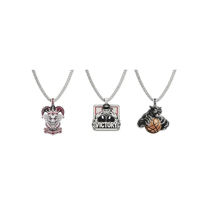 925 Silver Hip Hop Pendant Necklace Clown Crown Panther Basketball Pendant