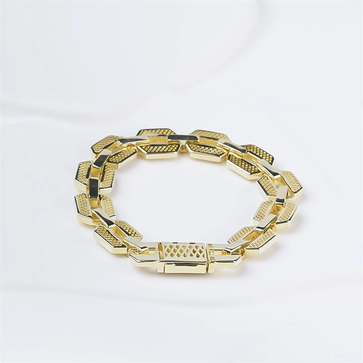 925 Silver Gold Plated Cuban Chain Wrist Jewelry Link Bracelet For Men