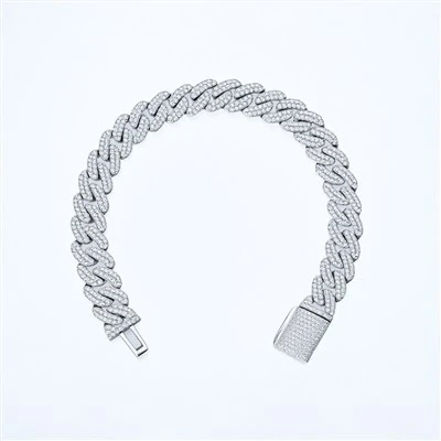 925 Silver Cuban Chain Rhodium Plated Miami Curb Hip Hop Bracelet