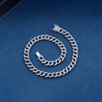 925 Silver Iced Out CZ Cuban Link Chain For Men Hip Hop Miami Necklace