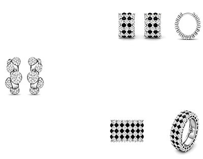 925 Silver Black & White Checkerboard Jewelry Set