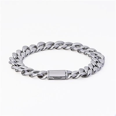 925 Silver Plain Cuban Chain Bracelet Hippop Jewelry For Men