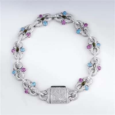 S925 Silver Color CZ Infinity Link Bracelet Marquise Cut Hippop Bracelet
