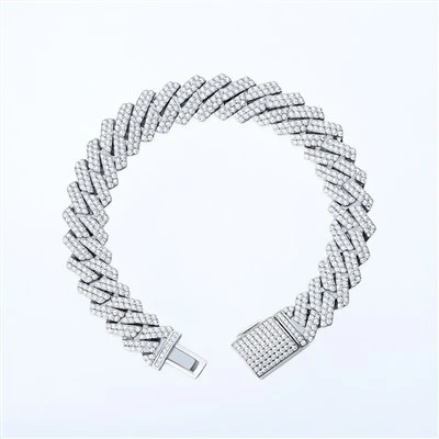 925 Silver Moissanite Miami Cuban Link Iced Out Hip Hop Unisex Statement Jewelry Gift