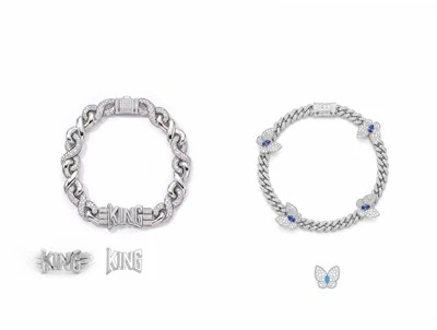 925 Silver KING& Butterfly Cuban Bracelet