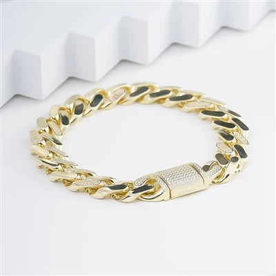 925 Silver Gold Plated Wholesale Hippop Bracelet Cuban Chain Jewelry